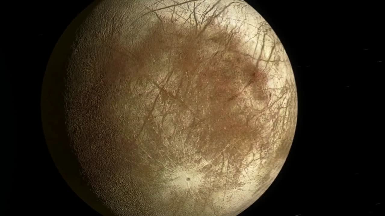 europa en órbita alrededor de júpiter en el espacio