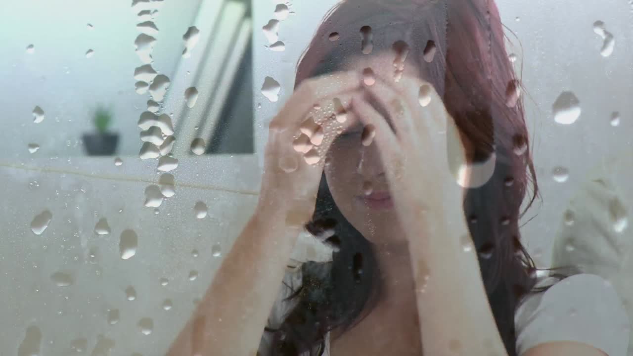 스트레스를 받은 백인 여성에 대한 유리 효과에 대한 물방울