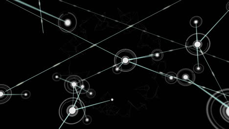 animation of network of connections with statistics over black background