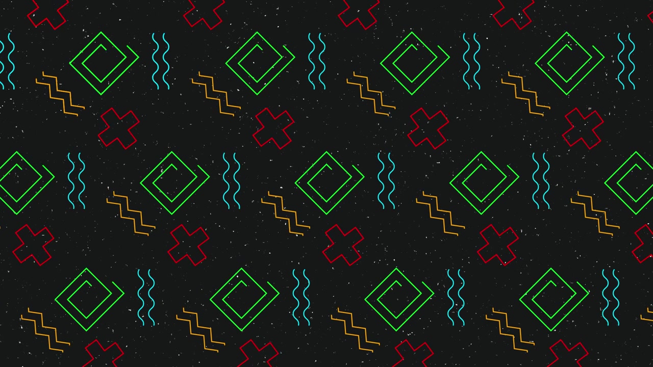 Animated Retro Memphis Style Geometric Pattern Background