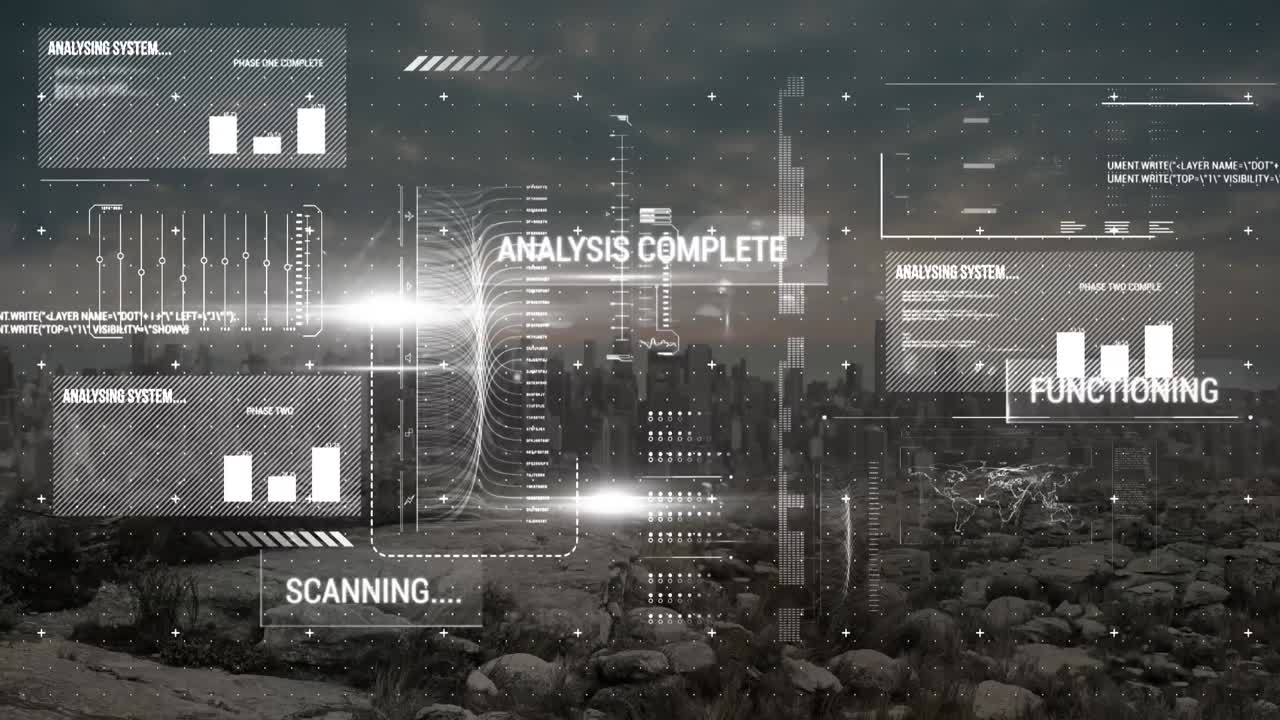 Data processing on grey background