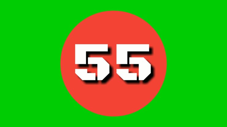 Countdown cartoon number 60 sixty to one 1 motion graphics animation on green screen background