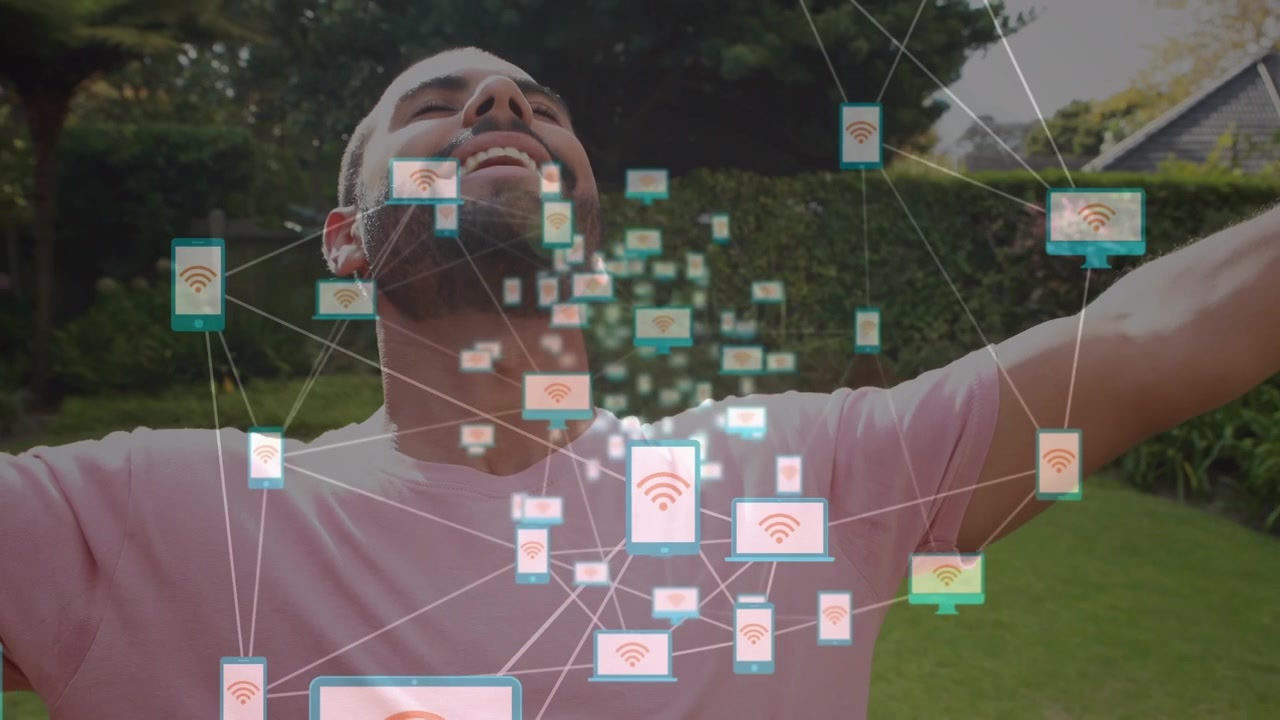 Animation of network of connections over men