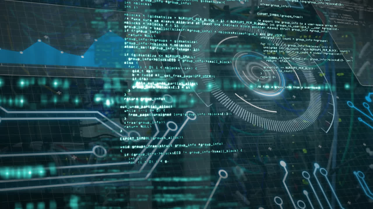 Animation of scope with computer circuit board and data processing