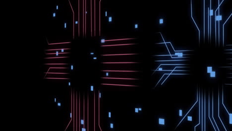 animación de una placa de circuitos con procesamiento de datos sobre diversas personas que utilizan computadoras