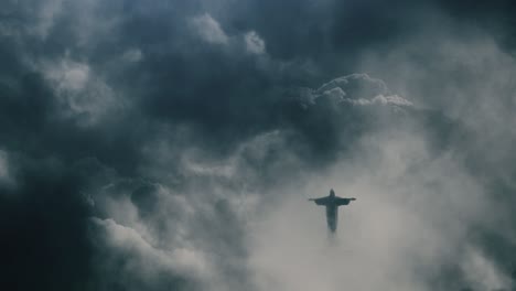 jesus with thunderstorm background striking