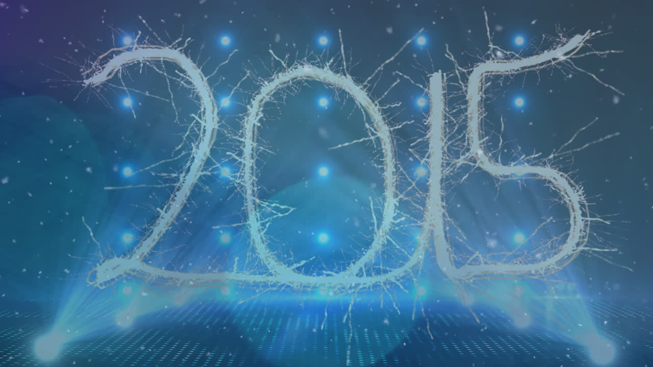 빛의 반점 위에 2015 숫자의 애니메이션