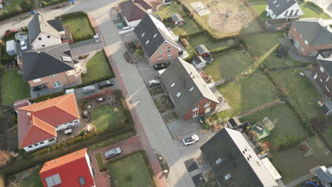 suburban residential area with single family houses with gardens in a small town in germany