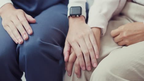 hands, closeup or nurse with woman for empathy