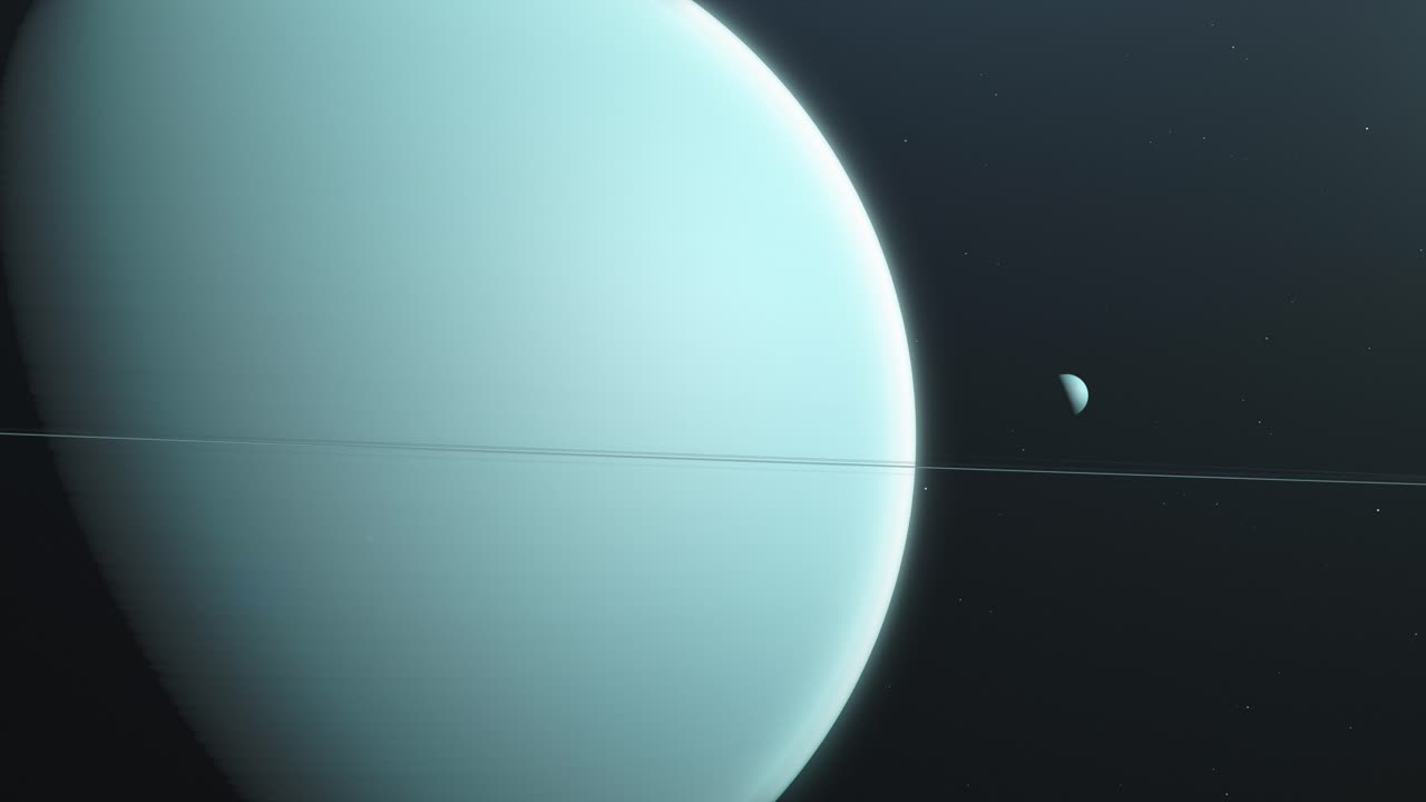 el planeta urano en el espacio exterior. animación, primer plano