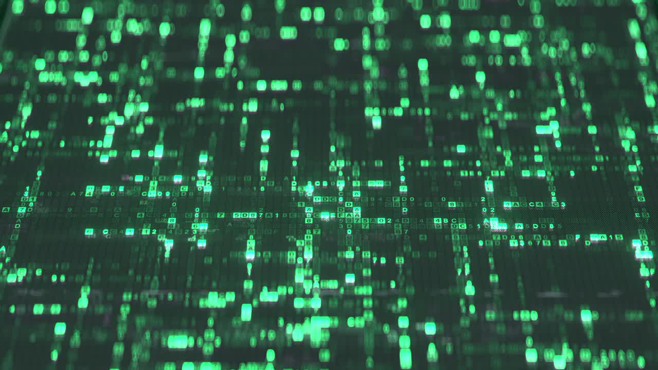 tecnología de flujo de datos de color verde de fondo bucle sin costuras animación de renderización 3d