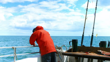 fisherman catching a fish