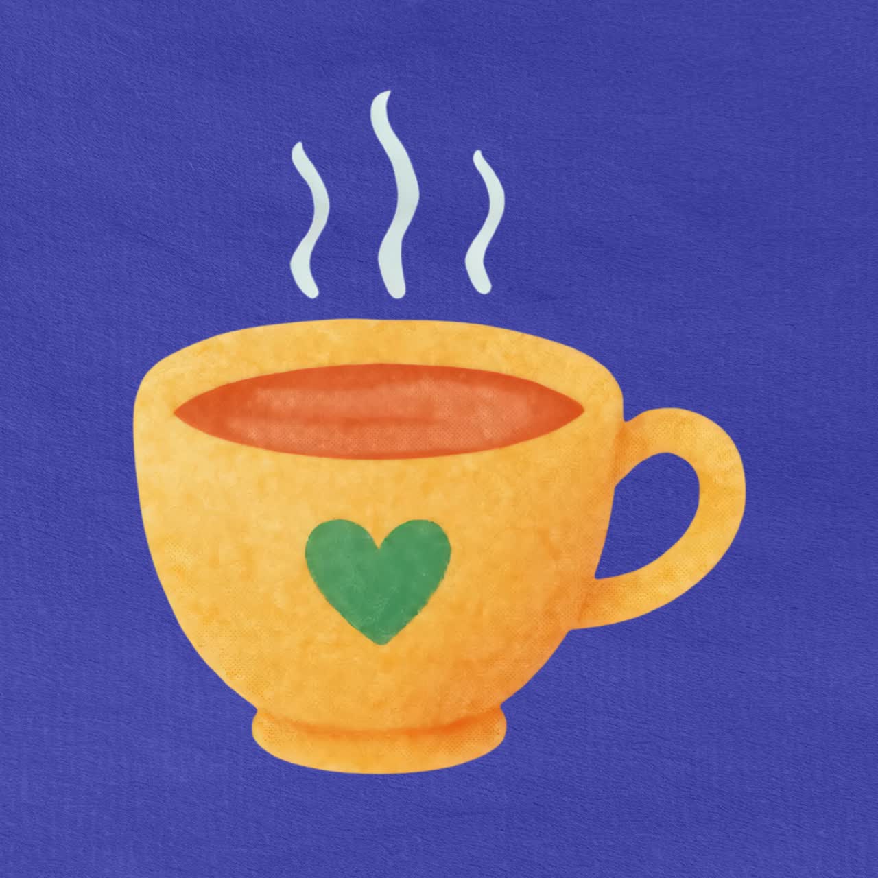 Warm cozy heart mug animation isolated asset, transparent 4K video, alpha channel, ProRes 4444