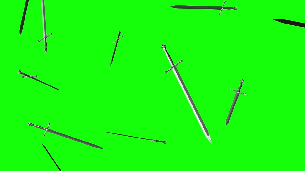 espadas medievales lluvia cayendo ejército guerrero 10 animaciones pantalla verde clave de croma