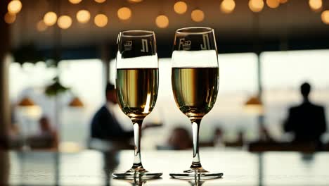 champagne glasses in a restaurant