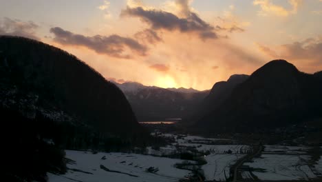 Golden-sunset,-Lake-Bohinj,-Slovenia