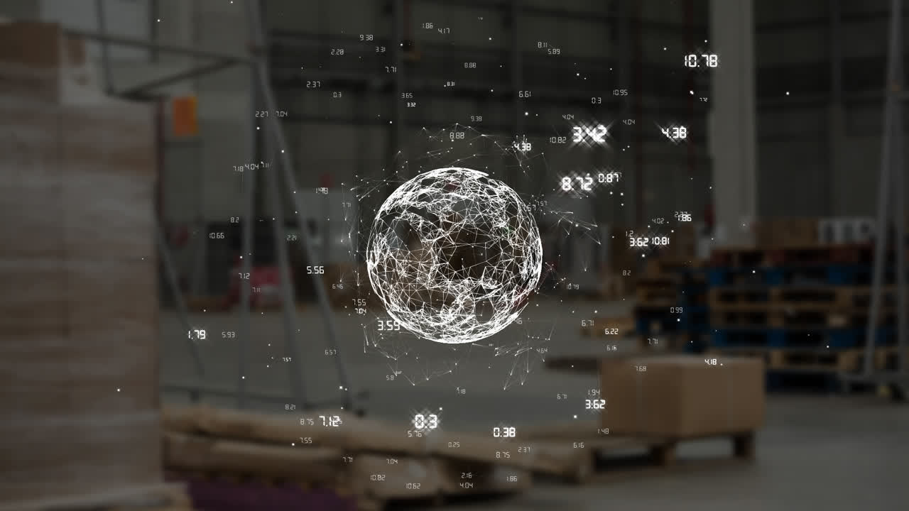 числа вокруг вращающегося цифрового глобуса