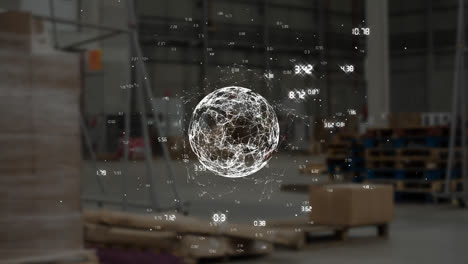 números alrededor de un globo digital giratorio