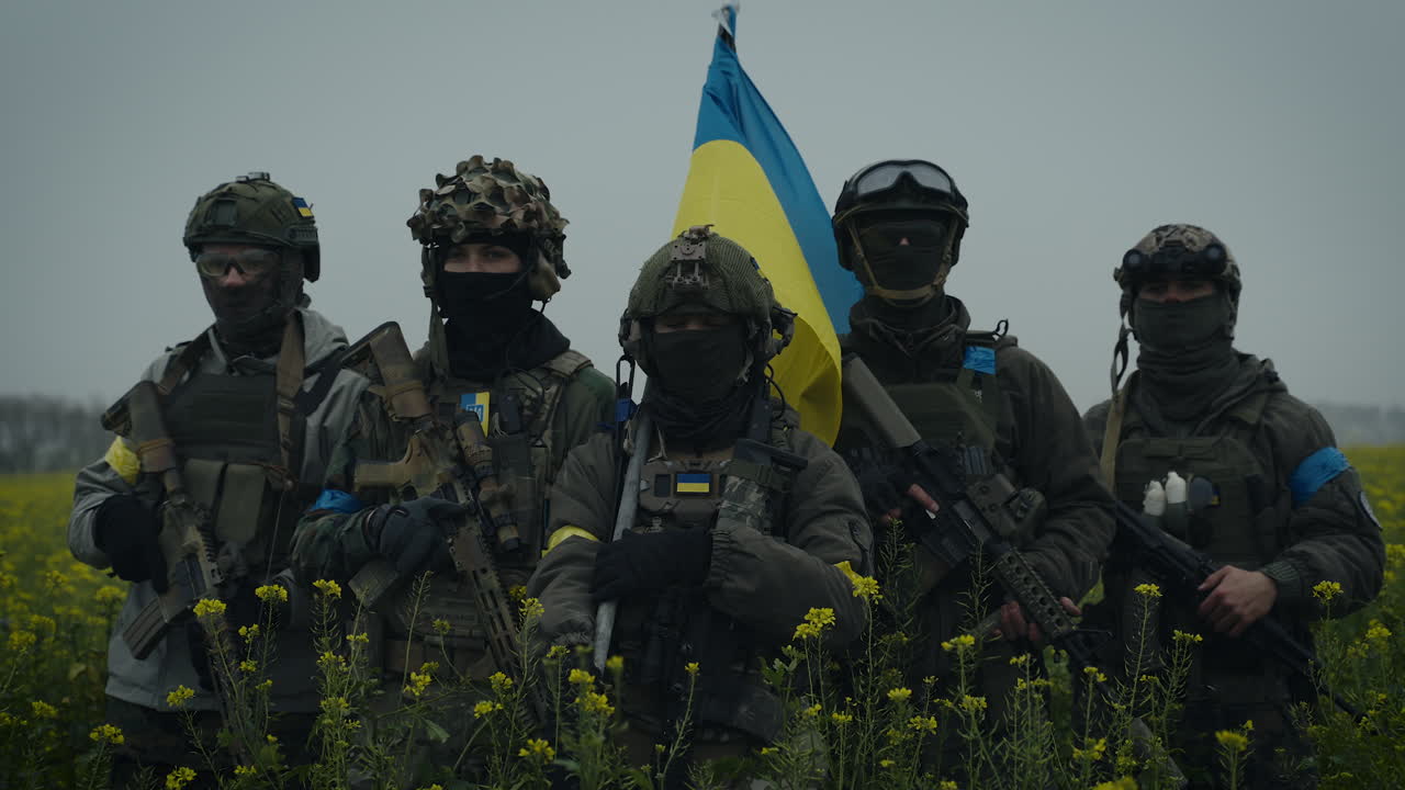 Ukrainian Soldiers in a Field