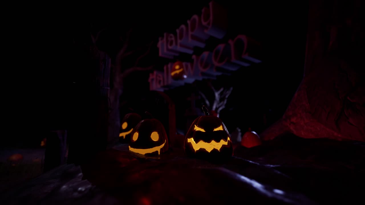 행복한 할로윈 밤 배경 애니메이션