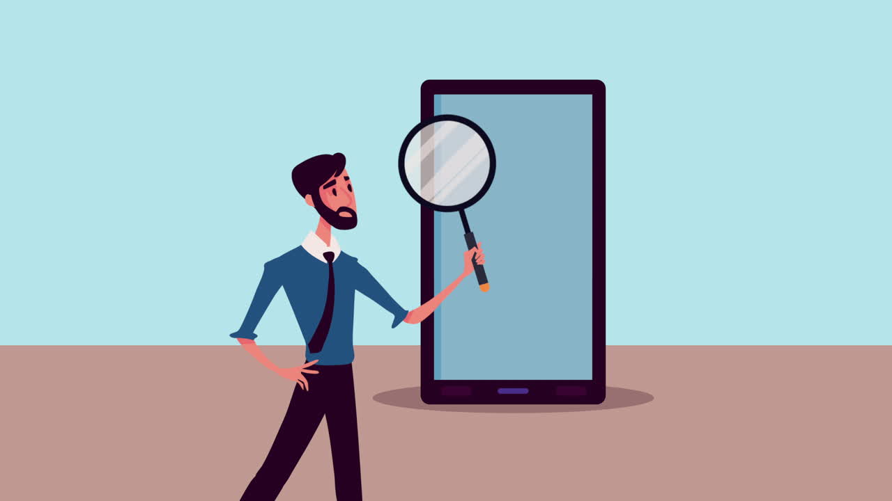 hombre de negocios viendo solicitantes de trabajo en el teléfono móvil