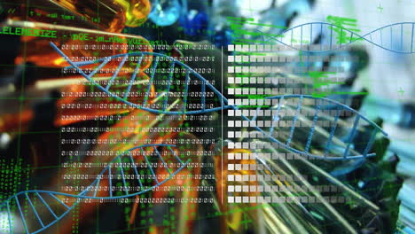 Animation of digital data processing over blurred background