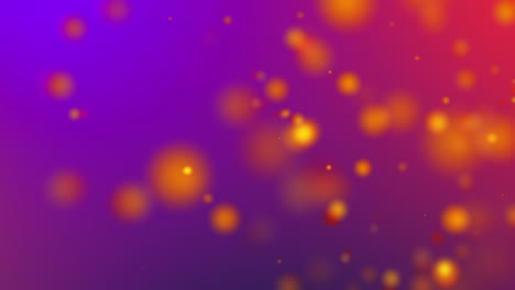 4k yellow light beams, bokeh floating on colorful, gradient purple background in motion. looped 3d animation of dynamic particles turning in the air with bokeh video