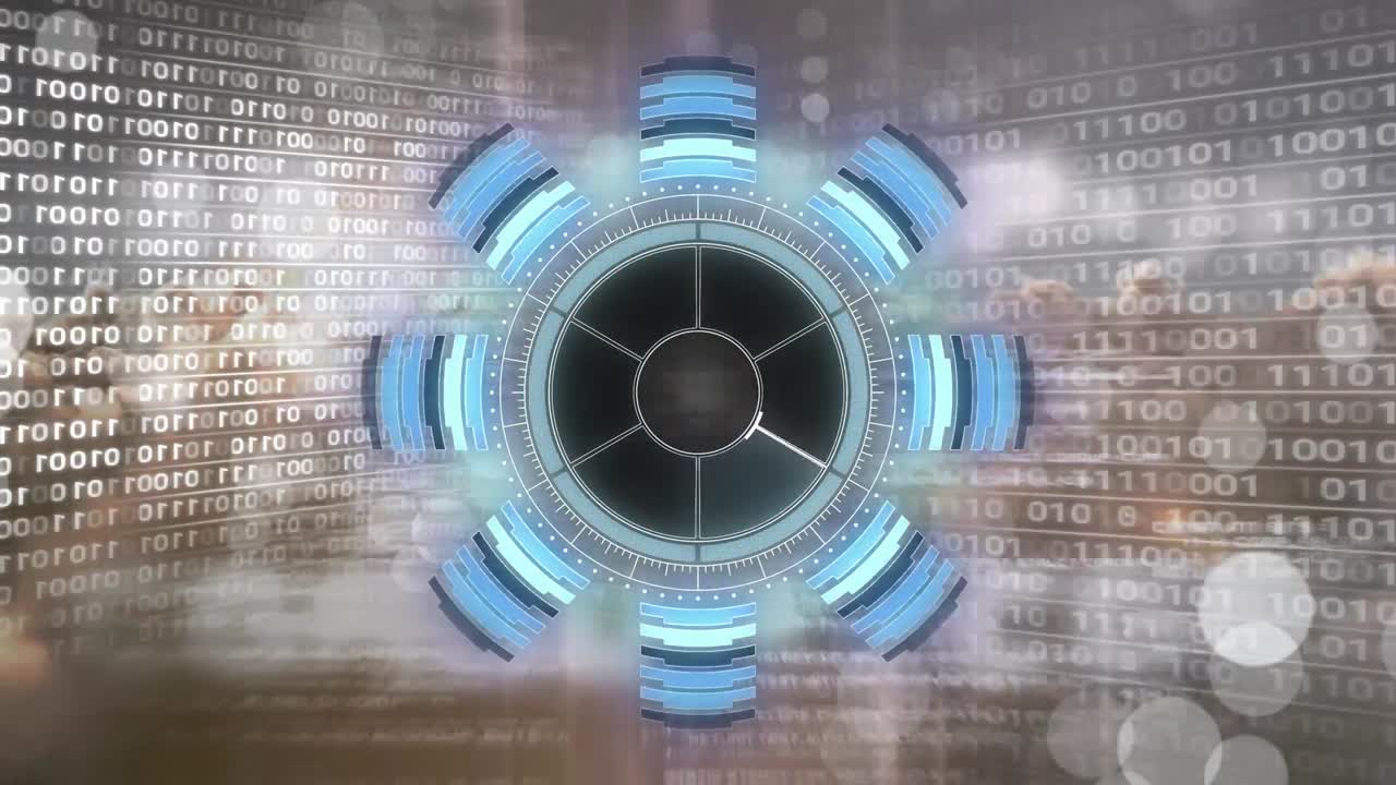 animación del escaneo del alcance sobre codificación binaria y procesamiento de datos