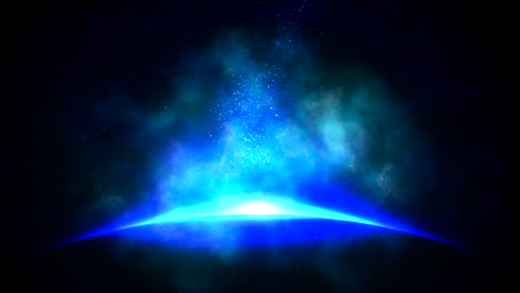 Cosmic-beacon-radiant-blue-light-in-starry-sky