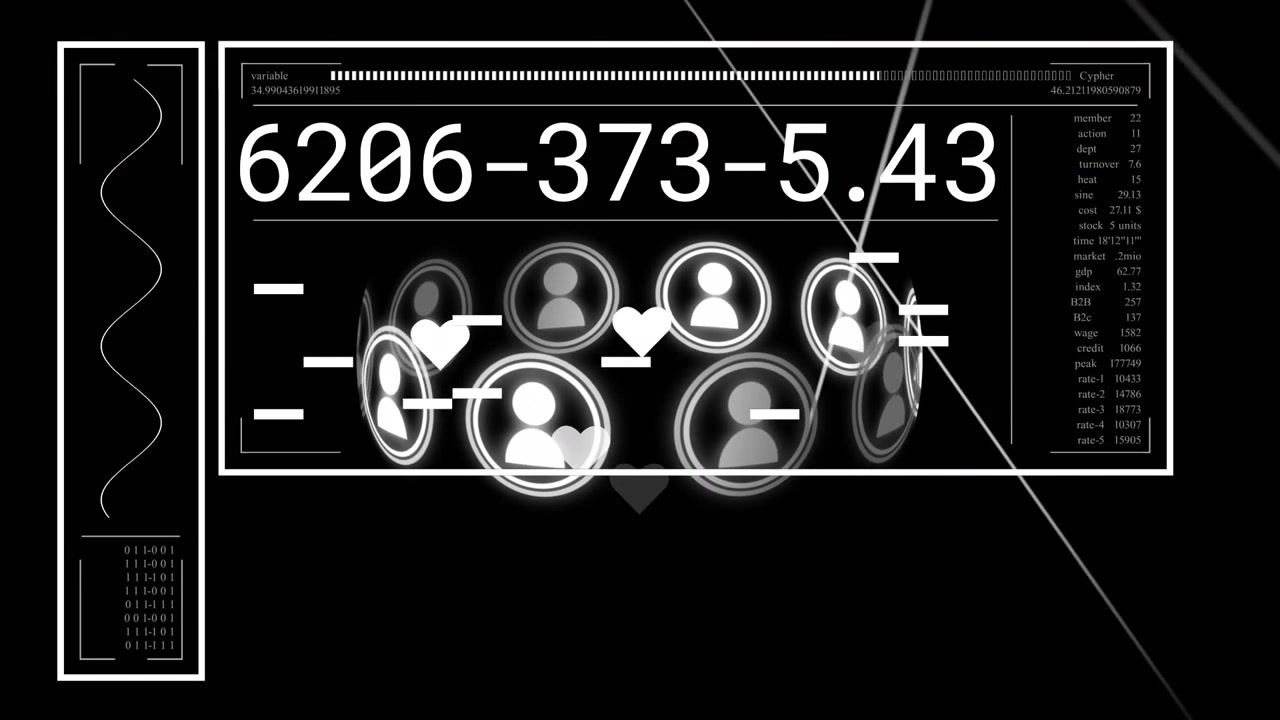 Animation af databehandling over medieikoner