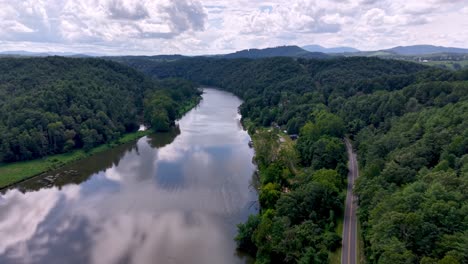 aerial of the new river near fries virginia