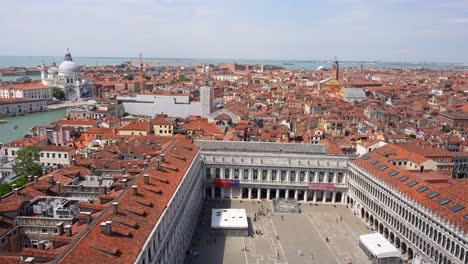 piazza san marco and venetian red roofs top view seen from st