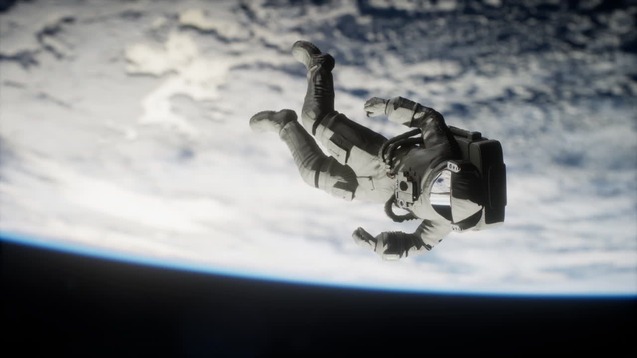 Astronauta morto che lascia l'orbita terrestre. Elementi di questa immagine forniti dalla NASA.