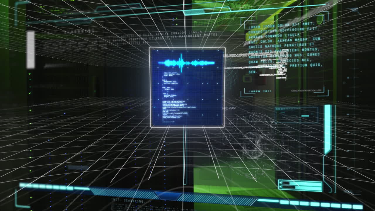 Animation of computing data processing over screens