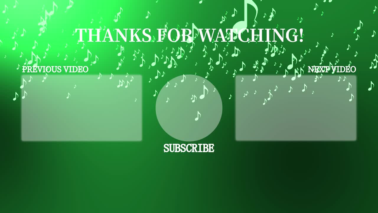 음악적 노트 입자 분류 엔드 카드 엔딩 스크린 모션 그래픽