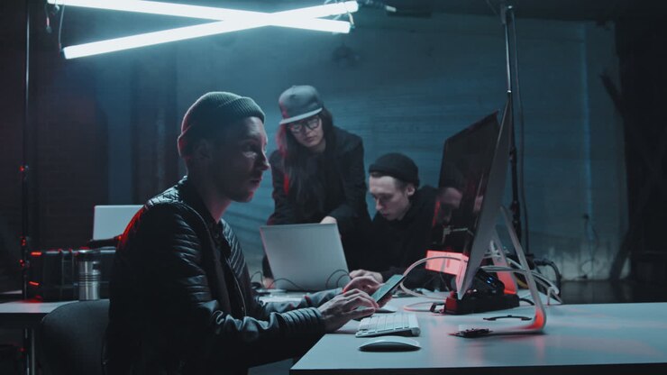 Hackers Committing Cyberattack from Dark Hideout