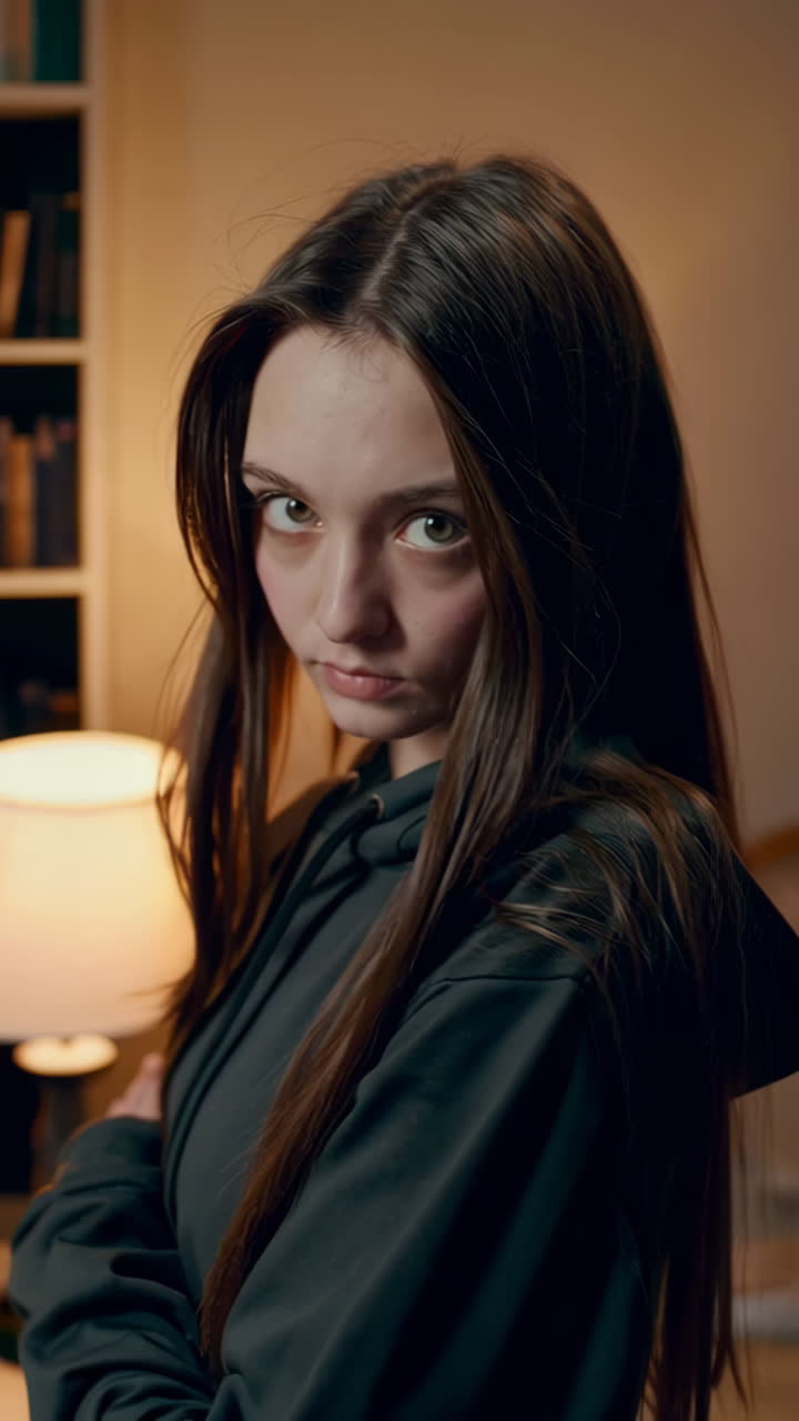 도서관 에 있는 젊은 여자