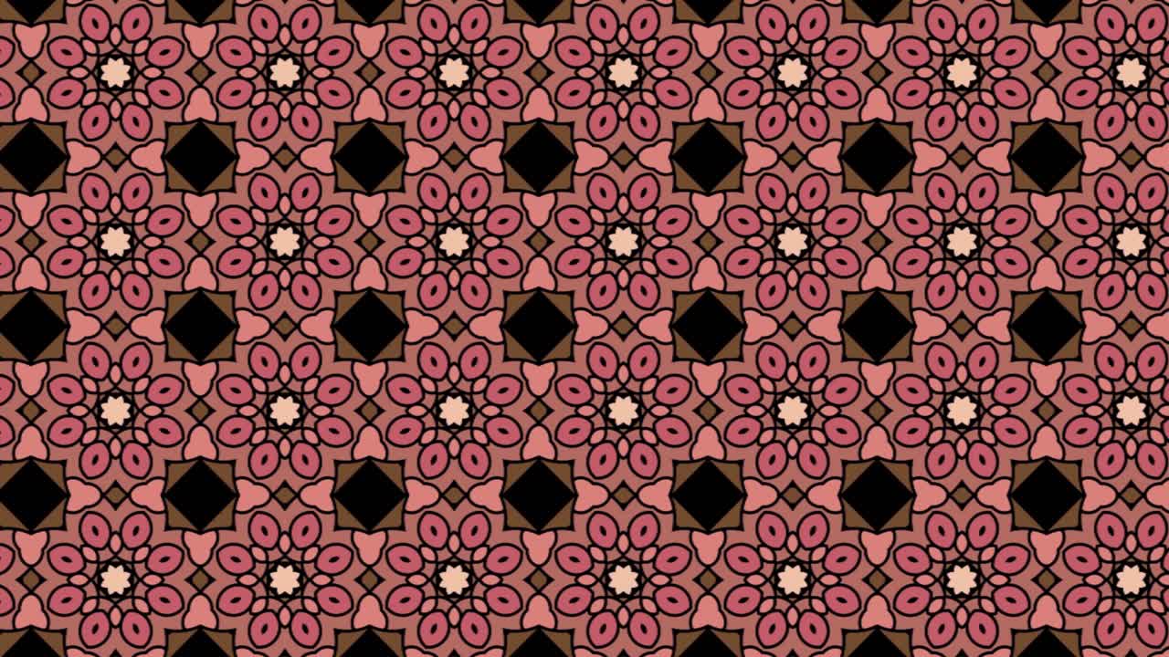 Abstract, background animation, scrolling right, flower in black and red