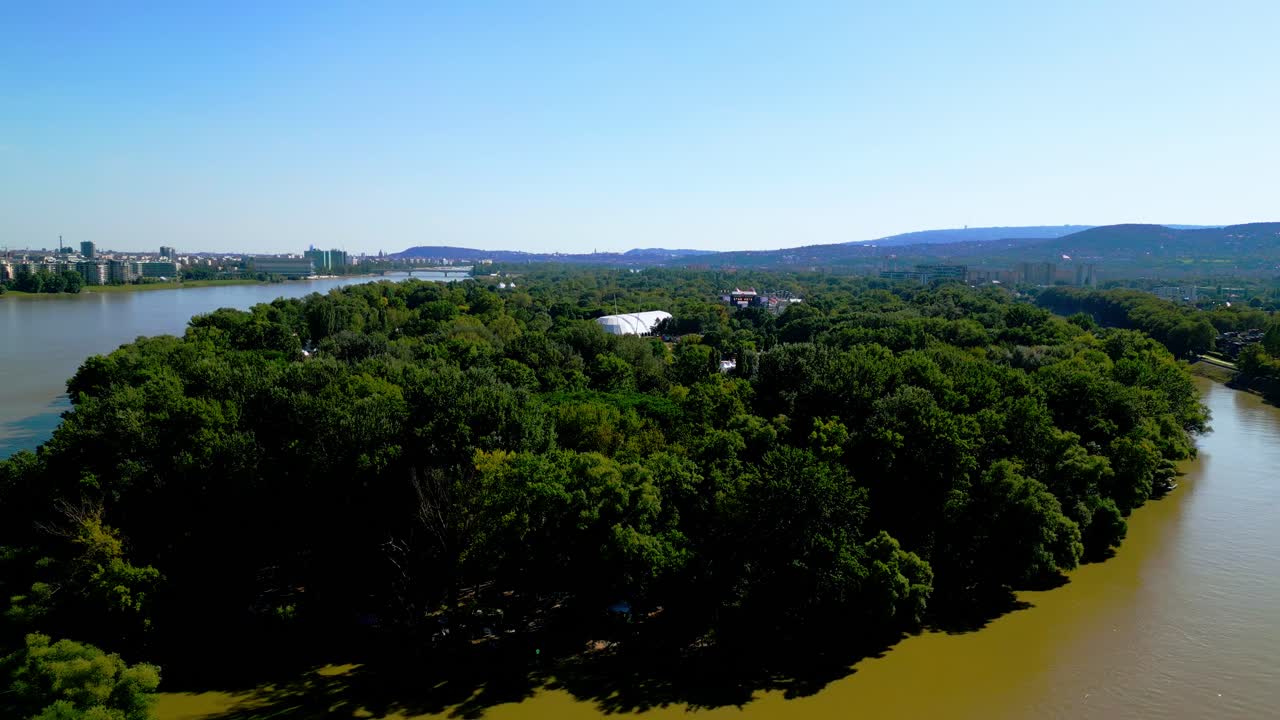 Aerial View Over &Oacute;buda Island In Budapest, Hungary - drone shot