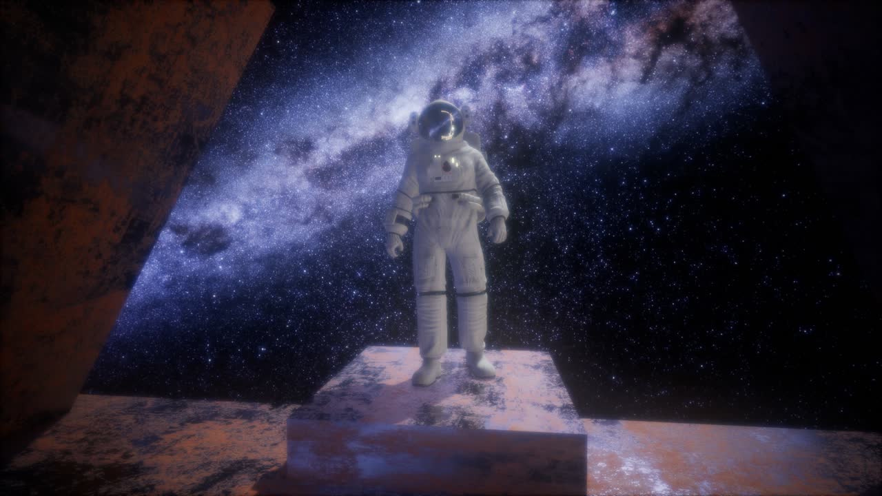 astronauta en una base espacial en el espacio profundo