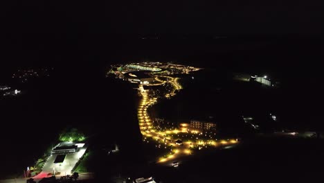 aerial drone of temptation miches resort at night in dominican republic