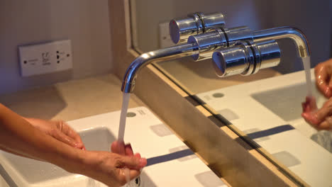 open and close tap or faucet for washing hands