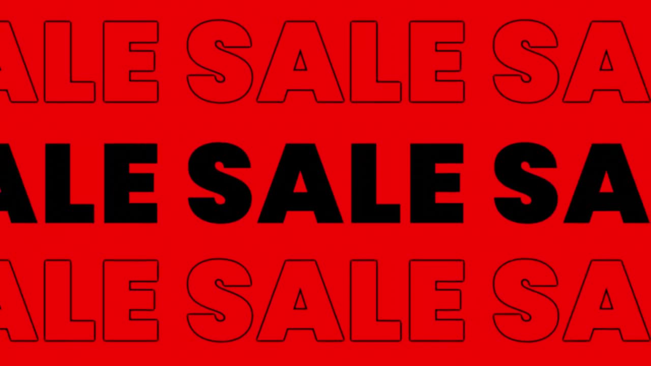 animación de la palabra venta en blanco y negro, sobre fondo alternado de blanco, negro, rojo y azul