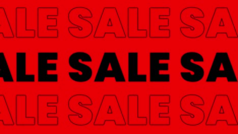 animation of the word sale in black and white, on alternating white, black, red and blue background