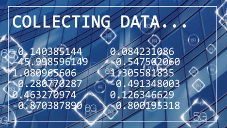 animación del procesamiento de datos sobre el edificio de oficinas.