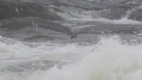 Wild-turbulent-cold-water-over-rocks-on-nordic-river---Close-up-shot
