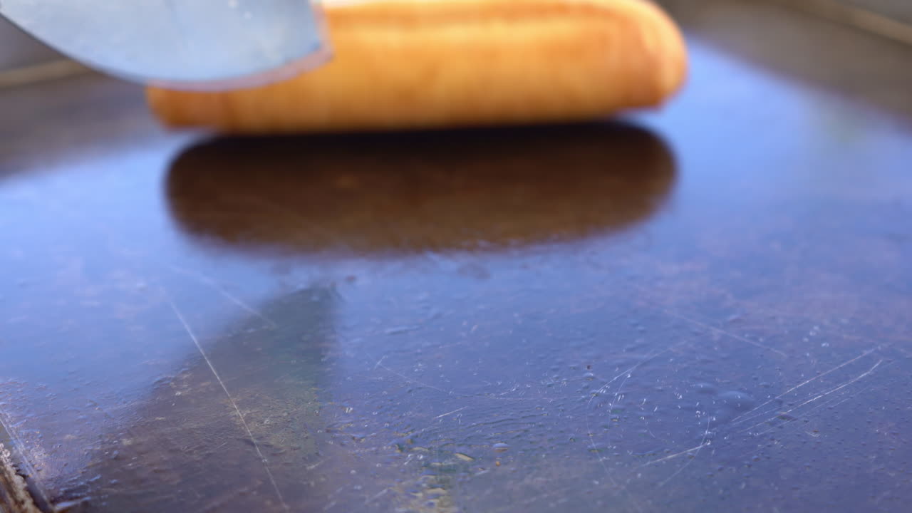 Roasting the bread on the grill - close up