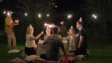 birthday party in the garden at night