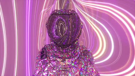astronauta rosa futurista en un túnel de luz de neón