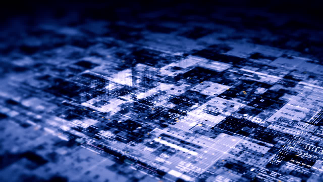 Advanced motion graphic digital map data matrix cyber environment simulation big data analytic artificial intelligent simulation, head up display background